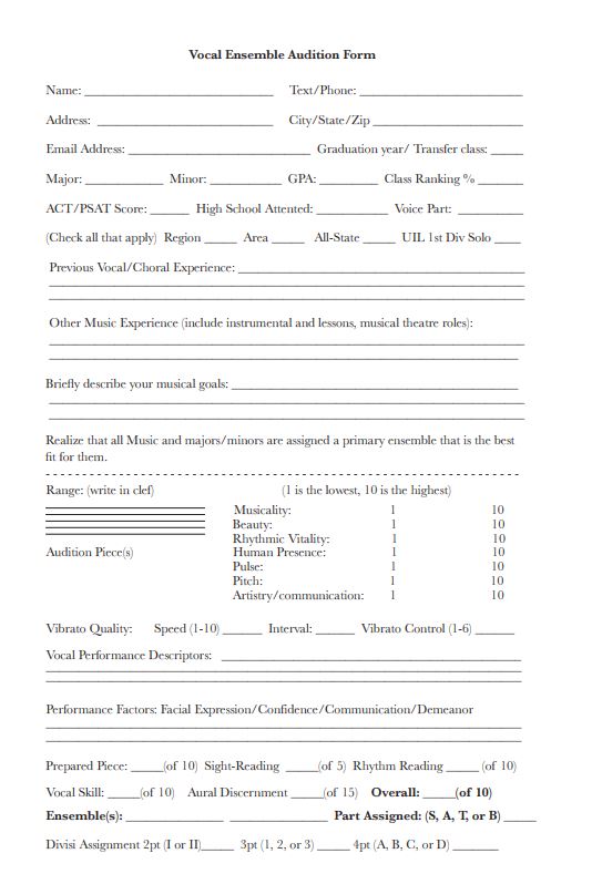 form audition 2018 Step: by Auditions Collegiate Step Choral